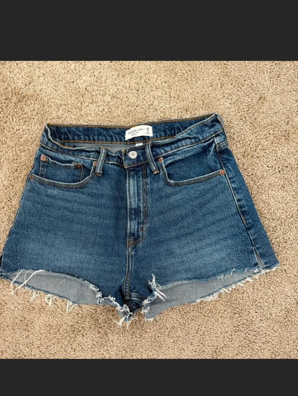 Abercrombie & Fitch Denim High-Rise Distressed Women's Shorts - Blue